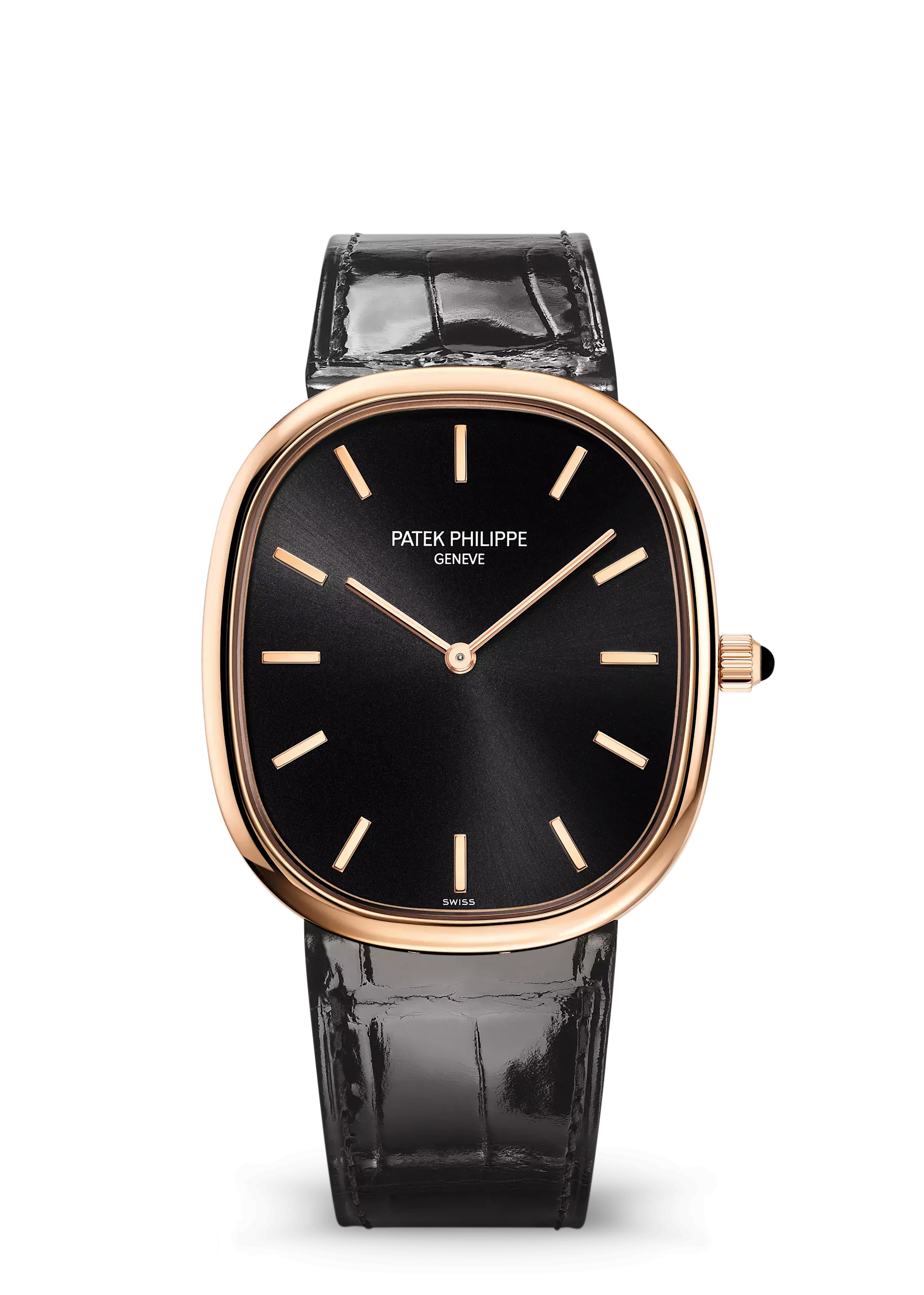 Patek Philippe Golden Ellipse Black Dial Rose Gold Watch 5738R-001