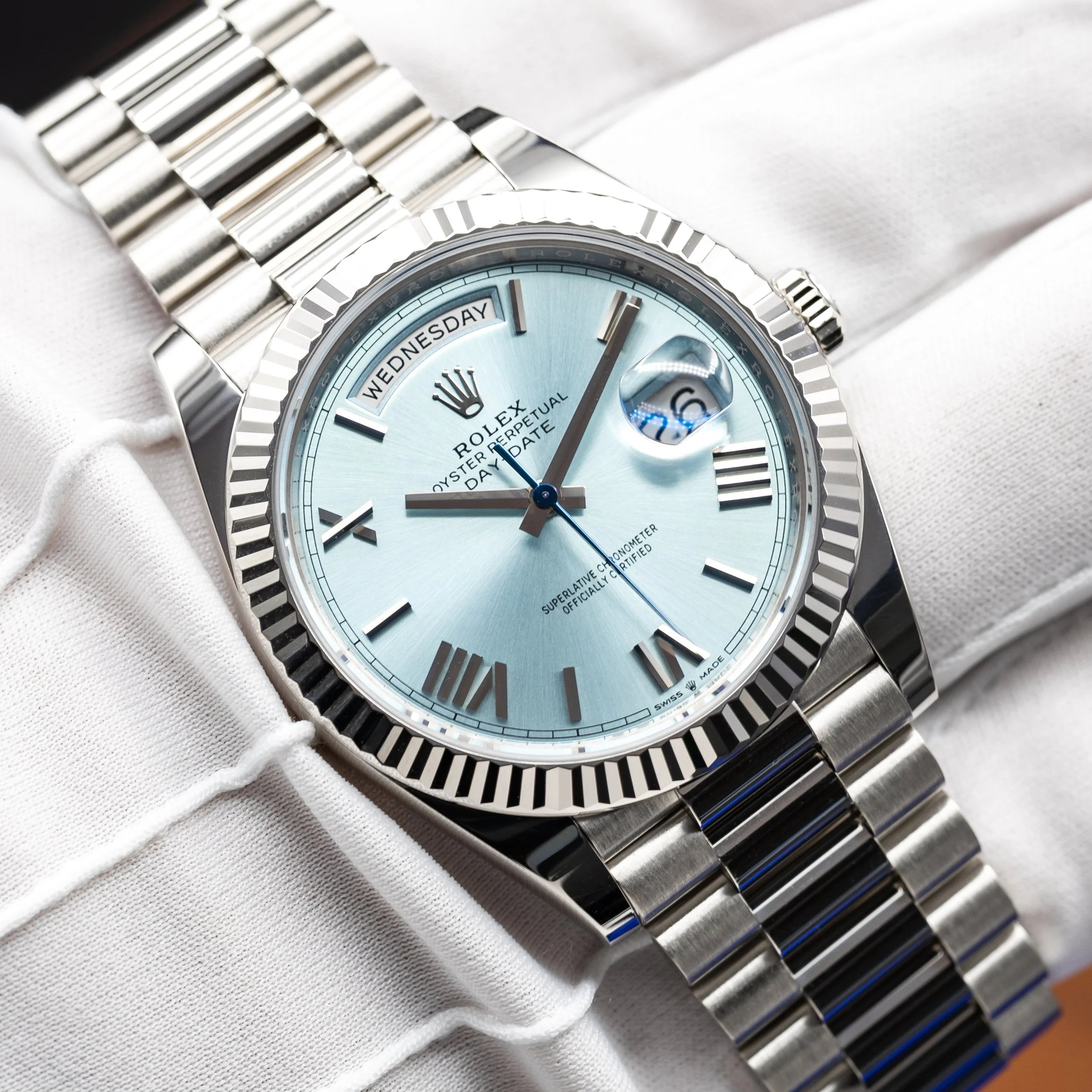 ROLEX Day Date 40 Platinum President Ice Blue Dial 228236 — image 7
