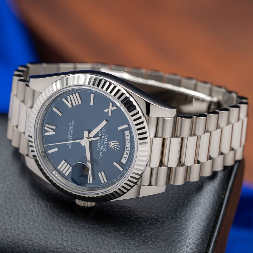 ROLEX Day-Date 40 Blue Roman Dial White Gold President 228239 – APRIL 2026 — image 9