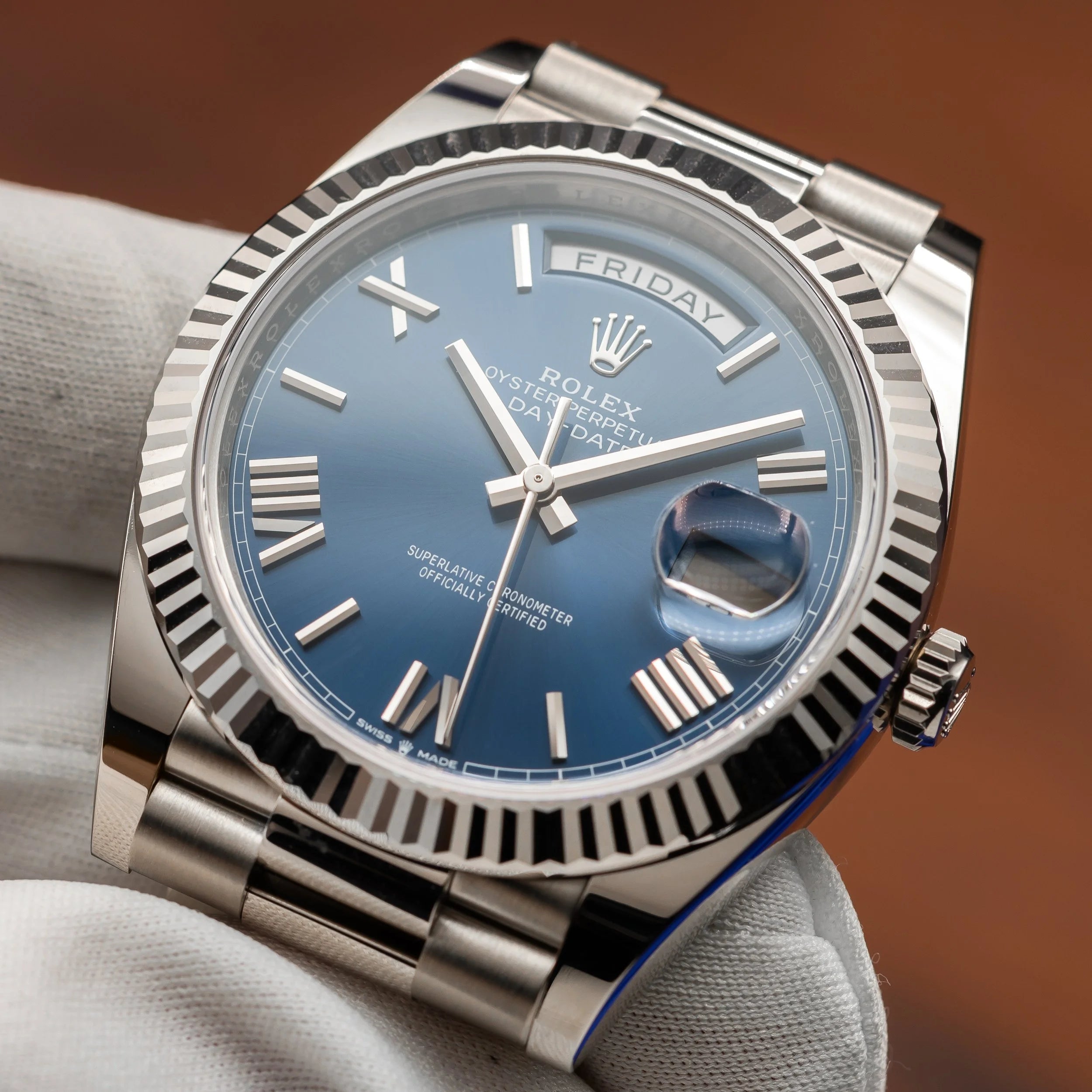 ROLEX Day-Date 40 Blue Roman Dial White Gold President 228239 – APRIL 2026 — image 16