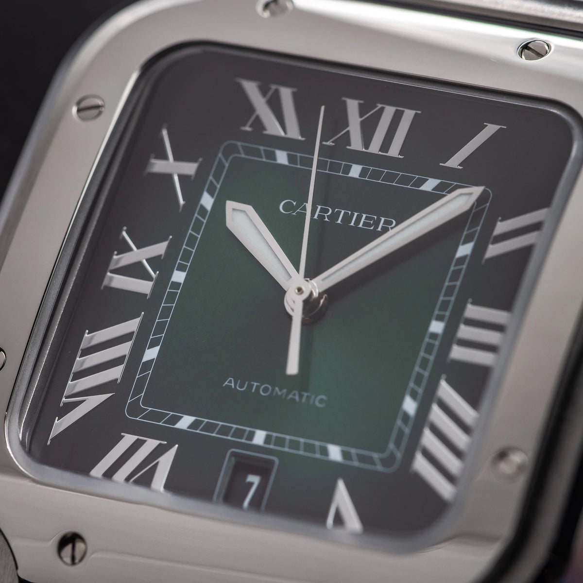 CARTIER Santos Large 40nn Green Dial Bracelet & Green Alligator Strap WSSA0062 — image 5