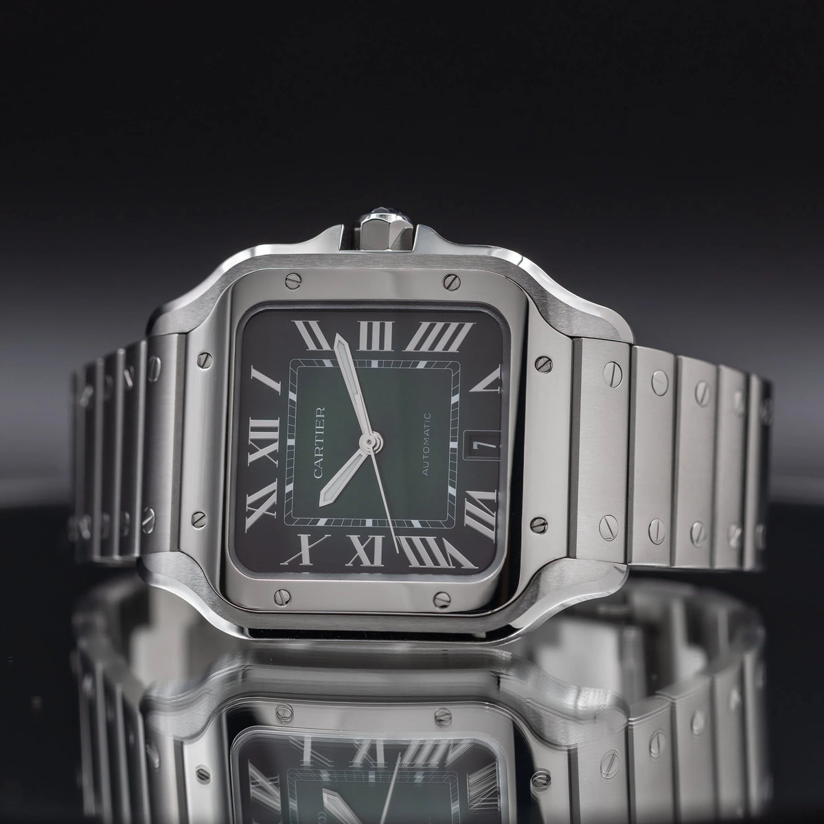 CARTIER Santos Large 40nn Green Dial Bracelet & Green Alligator Strap WSSA0062 — image 2