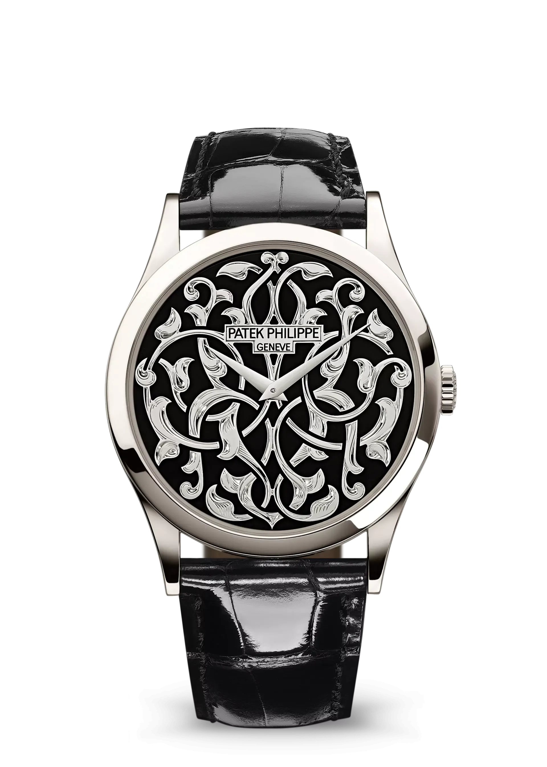 Patek Philippe Calatrava Engraved Black Dial Platinum 38mm 5088/100P-001