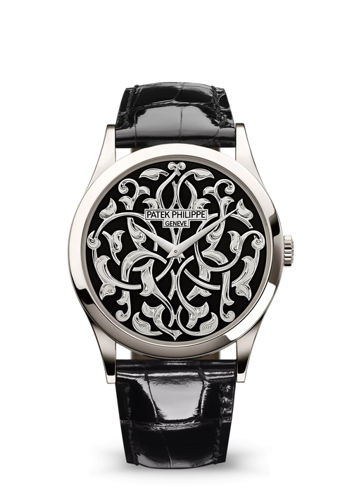 Patek Philippe Calatrava Engraved Black Dial Platinum 38mm 5088/100P-001