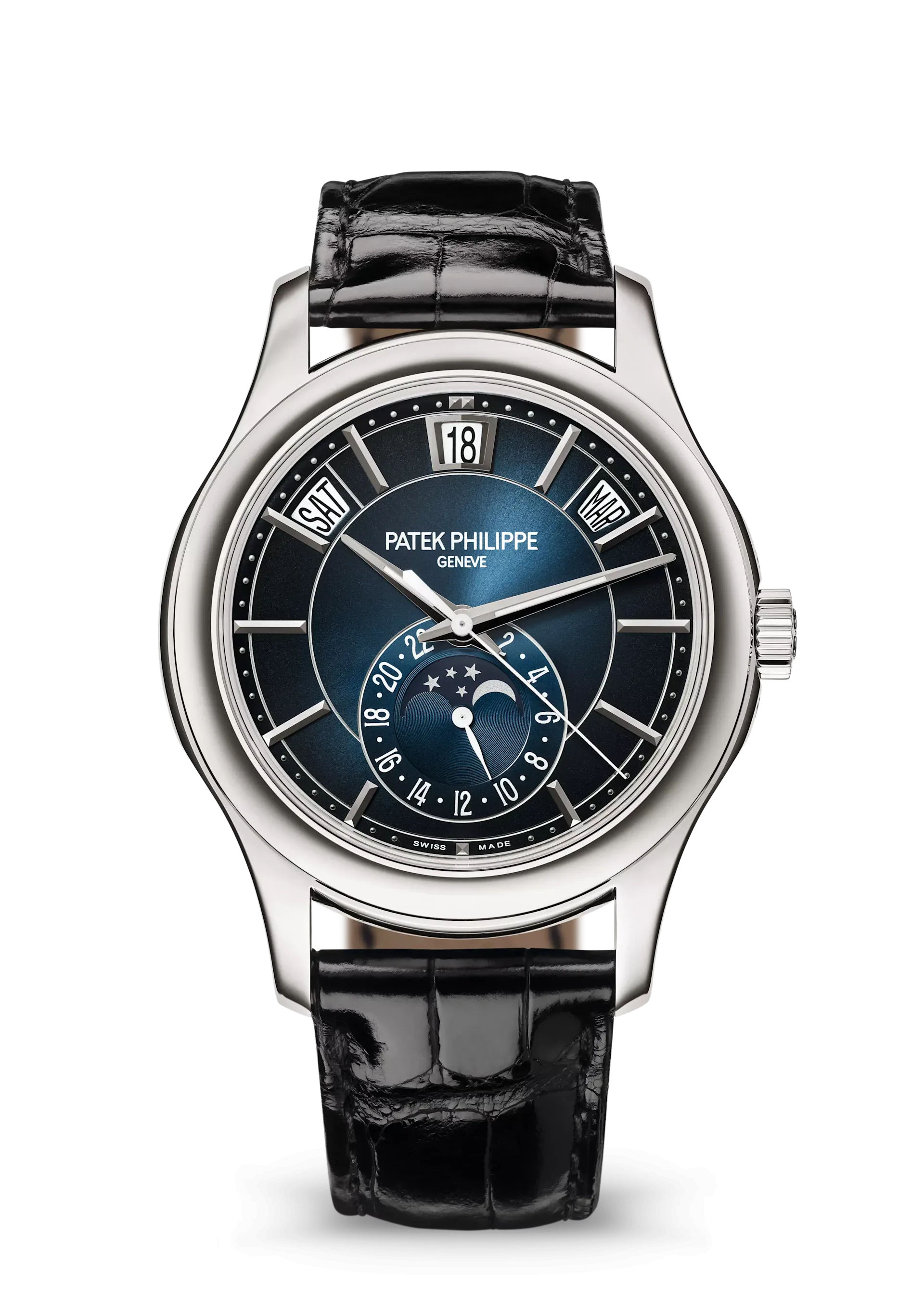 Patek Philippe Complications Moon Phase White Gold Watch 40mm 5205G-013