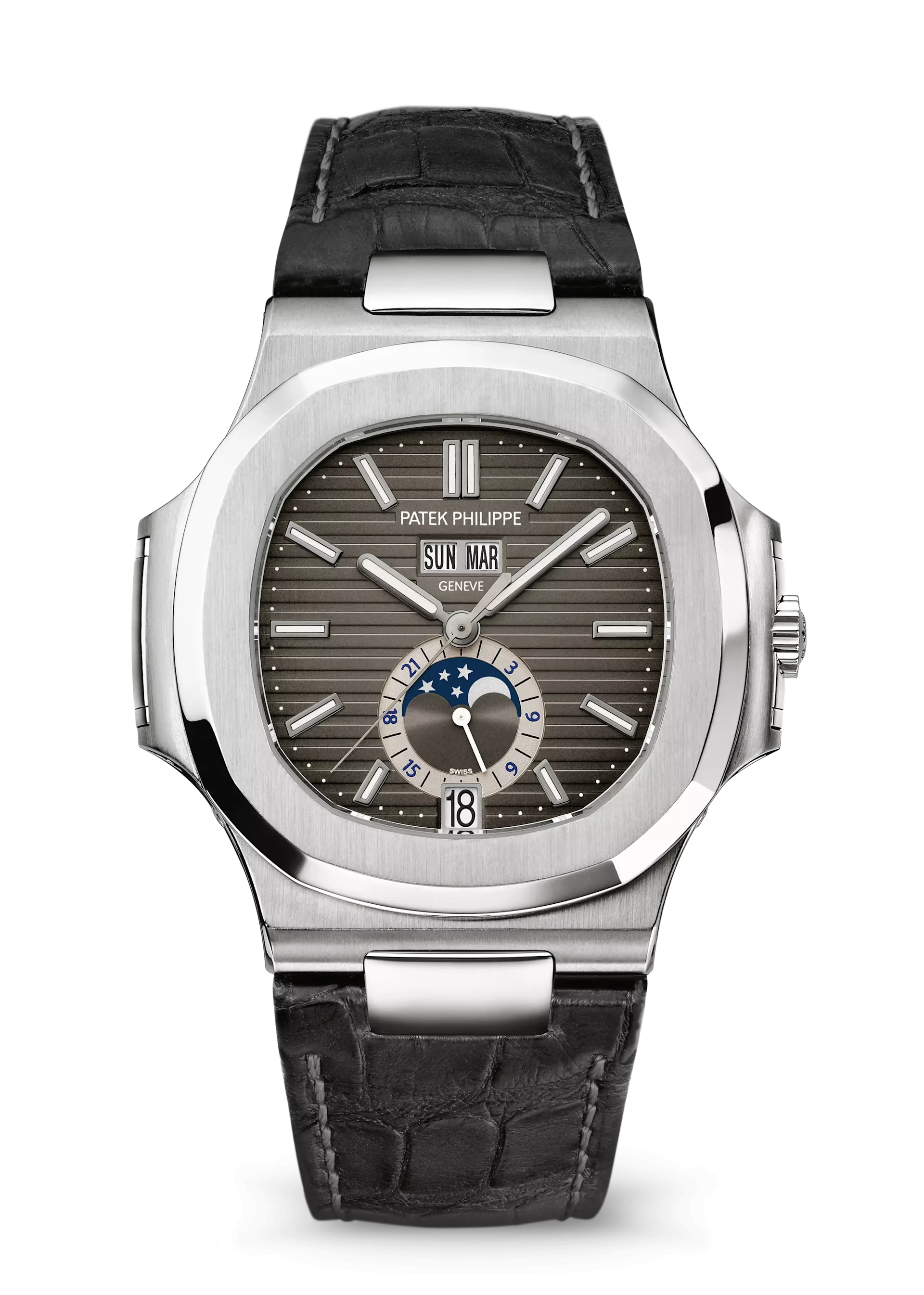 Patek Philippe Nautilus Black Strap Stainless Steel Watch 40.5mm 5726A-001